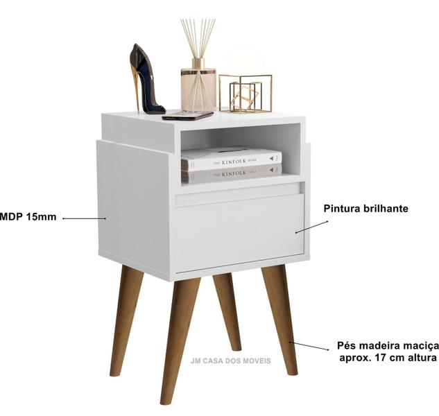 Imagem de Kit 2 Mesas de Cabeceira Evora Pés palito em madeira Cores - MJM Casa dos Moveis