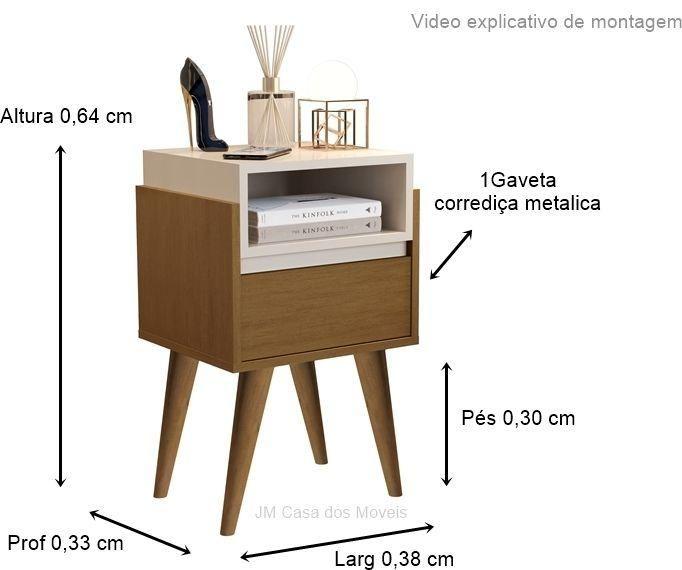 Imagem de Kit 2 Mesas de Cabeceira Luxo com 1 Gaveta Pés Palito Yasmim - Cores - Comprar Moveis para sua Casa