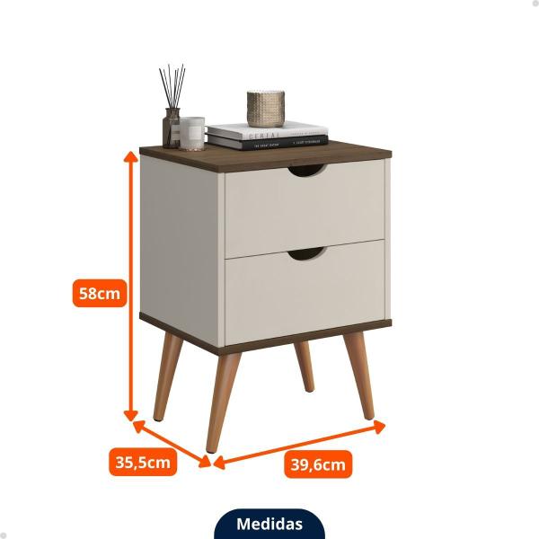 Imagem de Kit 2 Mesas de Cabeceira Retrô 2 Gav. - Mod.1213