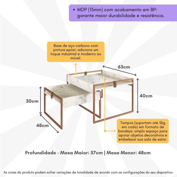 Imagem de Kit 2 Mesas de Centro Multimóveis CR45186 Volakas