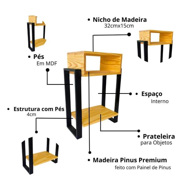 Imagem de Kit 2 Mesas Laterais Para Decoração De Ambientes Como Quarto Sala Escritório