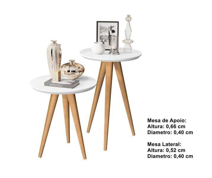 Imagem de Kit 2 Mesas Lateral e Apoio 40cm Pés Palito Plus Cores - Comprar Moveis para sua Casa