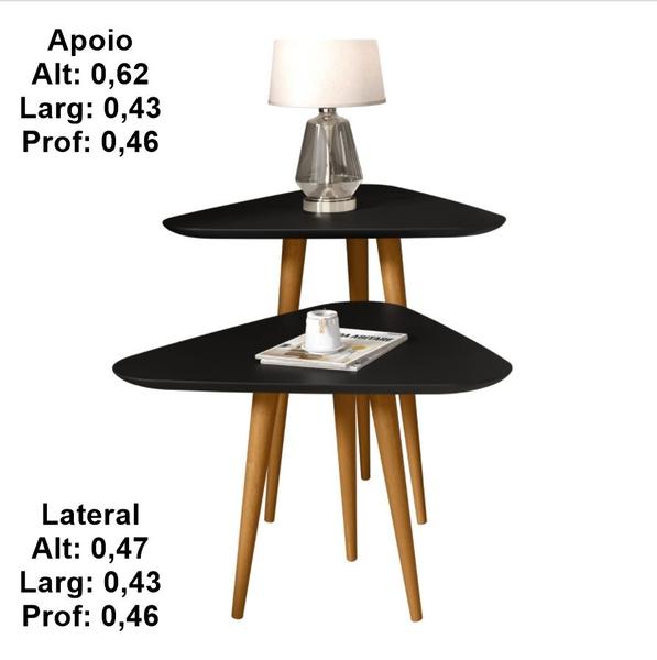 Imagem de Kit 2 Mesas Pés Palito Lateral e Apoio 3 Pontas Star Cores - JM Casa dos Móveis