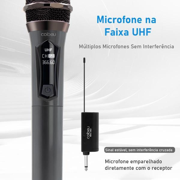 Imagem de Kit 2 Microfone Sem Fio Profissional Uhf Led Com Receptor Ec