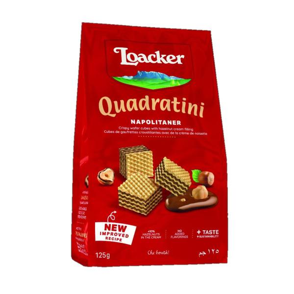 Imagem de Kit 2 Mini Biscoito Wafer Quadrantine Avelã Loacker 125 Gr