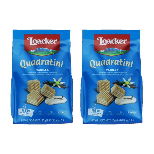 Imagem de Kit 2 Mini Biscoito Wafer Quadrantine Baunilha Loacker 125Gr