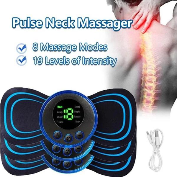 Imagem de Kit 2 Mini Massageador Elétrico Portátil Cervical EMS Alivia Dores Corpo Pescoço Muscular