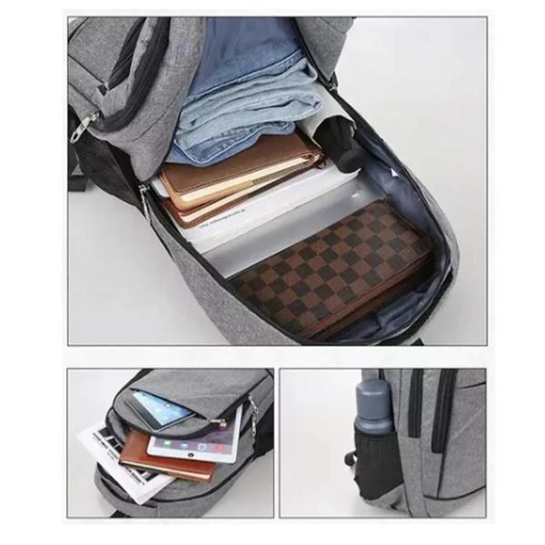 Imagem de Kit 2 Mochilas Bolsa Viagem Resistente Casual Viagem Faculdade Coreana Prática Unissex - Cores