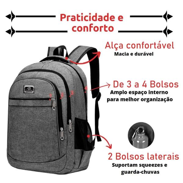 Imagem de Kit 2 Mochilas Bolsa Viagem Resistente Coreana Escolar Casual Masculina Feminina Faculdade - Cores