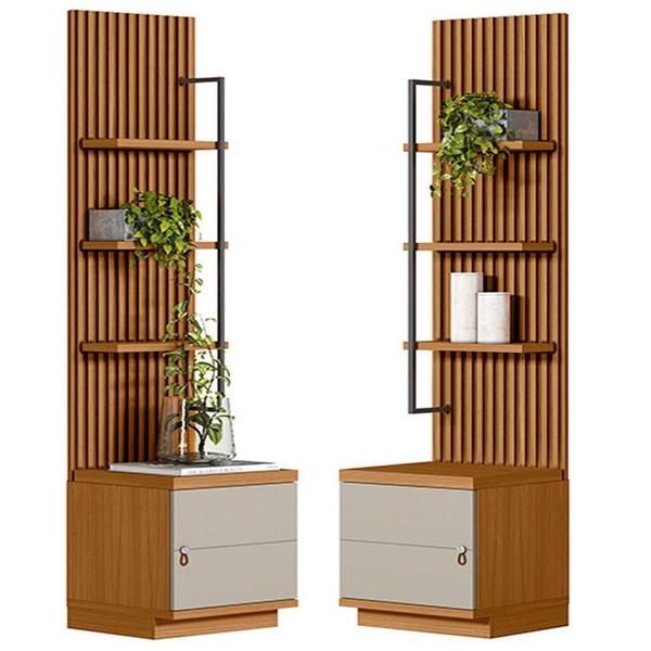 Kit 2 Módulos Laterais Complementares Painel Ripado Off-white