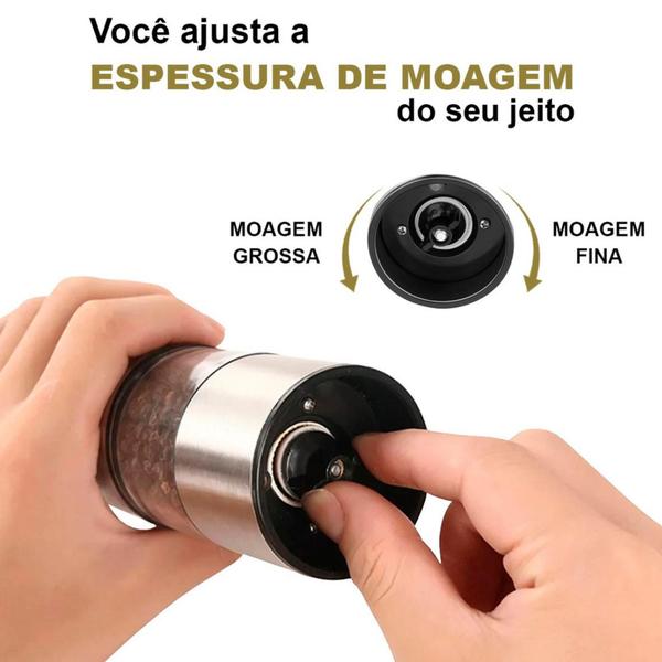 Imagem de Kit 2 Moedor de Pimenta E Sal Grosso Triturador Manual Duplo 2 em 1 Gourmet Aço Inox Tempero