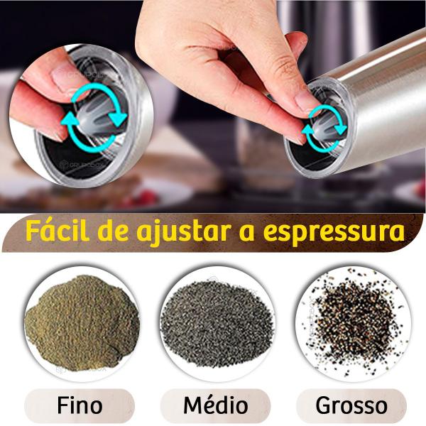 Imagem de Kit 2 Moedores Para Pimenta E Especiarias Em Grãos Preto E Inox