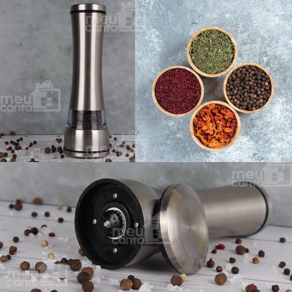 Imagem de Kit 2 Moedores Pimenta Triturador Manual Em Aço Inox Sal Grosso E Temperos Frescos 20,5cm