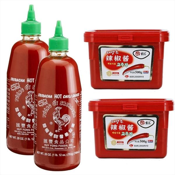 Kit 2 Molho Sriracha 793g +2 Pasta Pimenta Coreana Gochujang - Kampai Imagem de Kit 2 Molho Sriracha 793g +2 Pasta Pimenta Coreana Gochujang