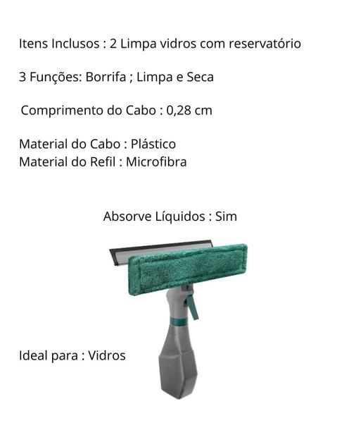 Imagem de Kit 2 Mop Rodo Limpa Vidros Janelas Com Spray 3 em 1 Flash