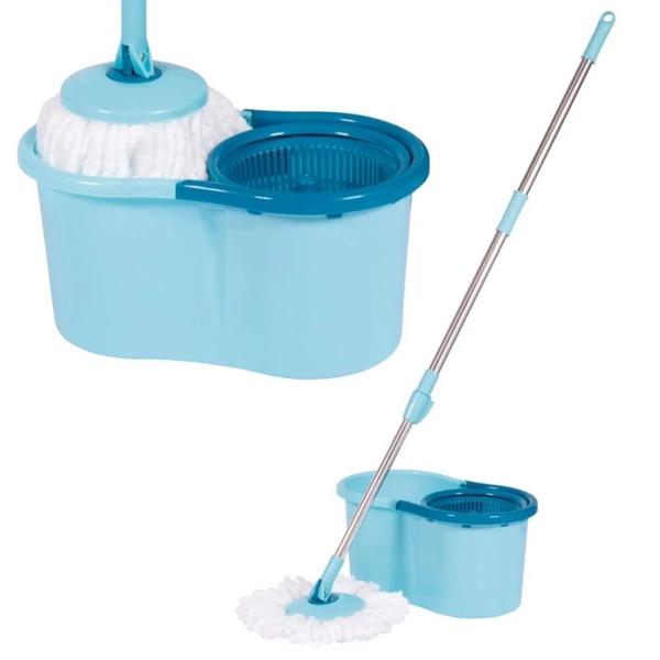 Imagem de Kit 2 Mops com Esfregao Limpeza + Balde Simples + Esfregao  Mor 