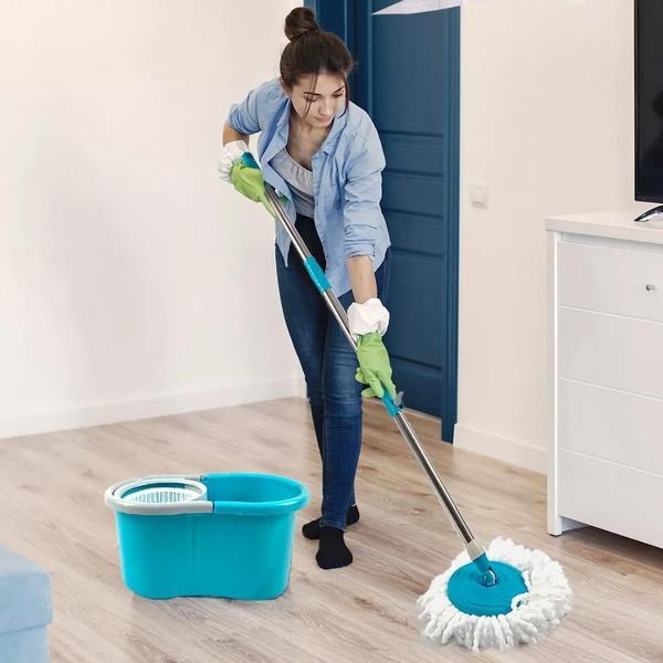 Imagem de Kit 2 Mops - Rodo Mop Flat 5L E Spin Mop Balde Giratório 8L