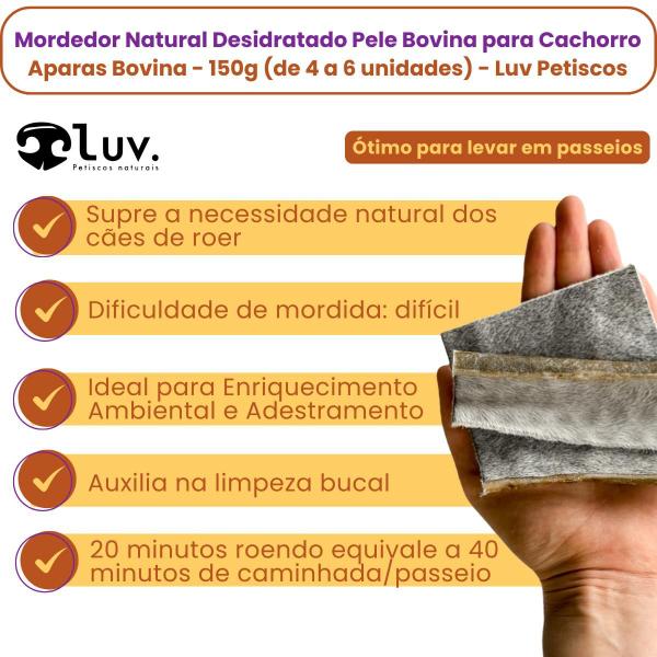 Imagem de Kit 2 Mordedor Natural Desidratado Pele Bovina para Cachorro Aparas Bovina 150g Luv Petiscos