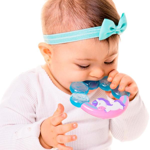 Imagem de Kit 2 mordedores infantil argola com agua textura macia massagear gengiva bebe buba