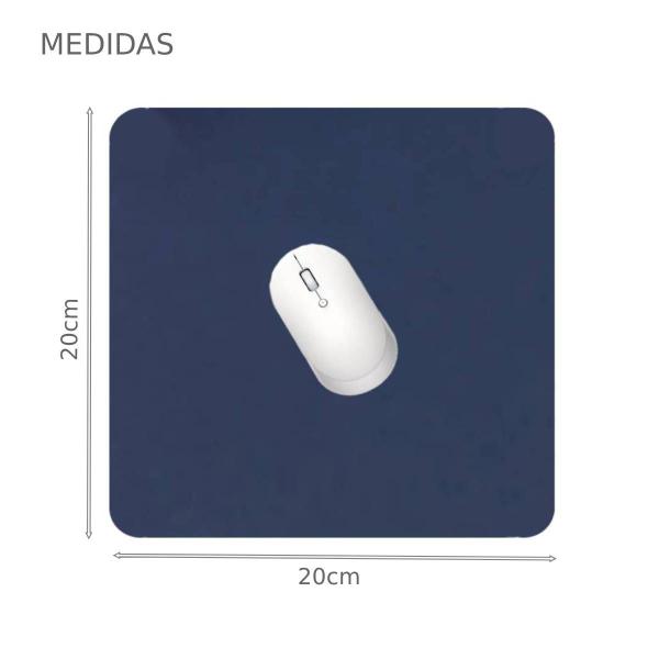 Imagem de Kit 2 Mouse Pad 20x20cm Pequeno Tapete De Mesa Quadrado Em Sintético Impermeável Azul Marinho