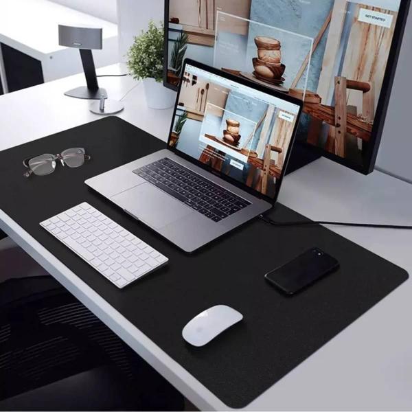 Imagem de Kit 2 Mouse Pad 70X30Cm Grande Tapete De Mesa Slim Preto