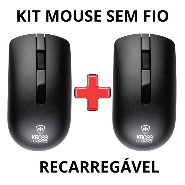 Imagem de Kit 2 Mouse Sem Fio Recarregável USB Silencioso Não Usa Pilha Kross M305 Original Garantia 1 ANO