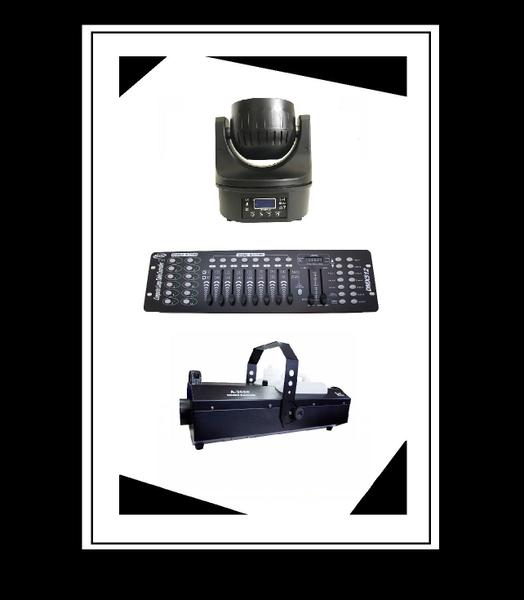 Imagem de Kit 2 moving mini b-eye 6x15w rgbw   maquina de fumaça 3000w   dmx 512