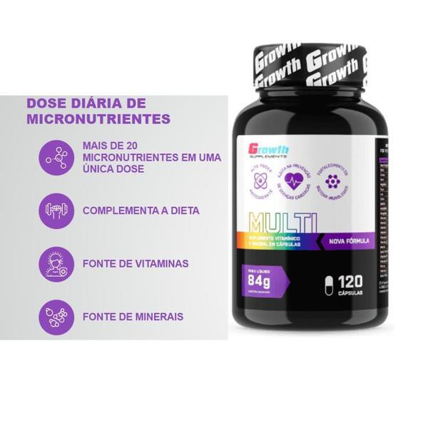 Imagem de Kit 2 Multivitamínico 120 Cápsulas Growth Supplements