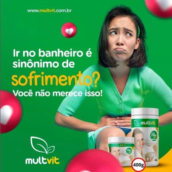 Imagem de Kit 2 Multvit Fiber Alivia Constipação Intestinal (Fibras para intestino preso) 400g cada 