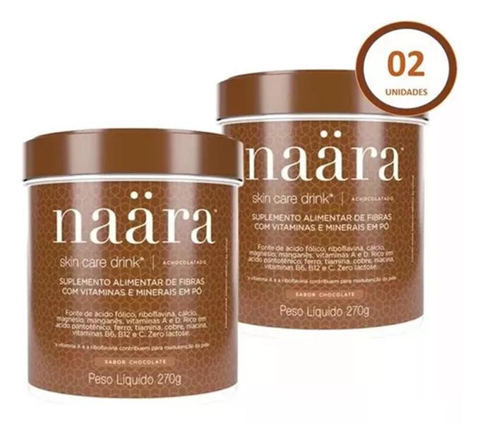 Imagem de Kit 2 *Naära* Colágeno *Naära* Sabor Chocolate Em Pote De 270g