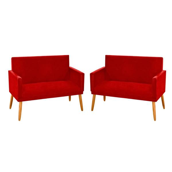 Imagem de Kit 2 Namoradeiras Nina Decorativas Luxo Suede Vermelho