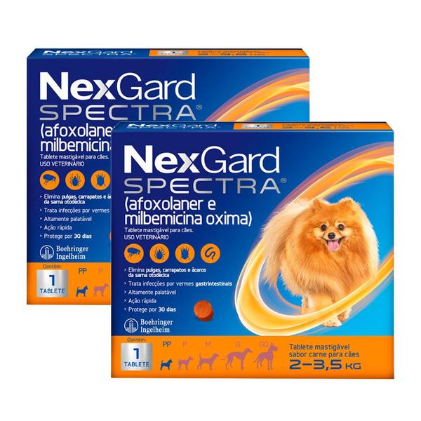 Imagem de Kit 2 NexGard Spectra Anti Pulgas e Carrapatos para Cães de 2 a 3,5kg 1 Tablete Mastigável