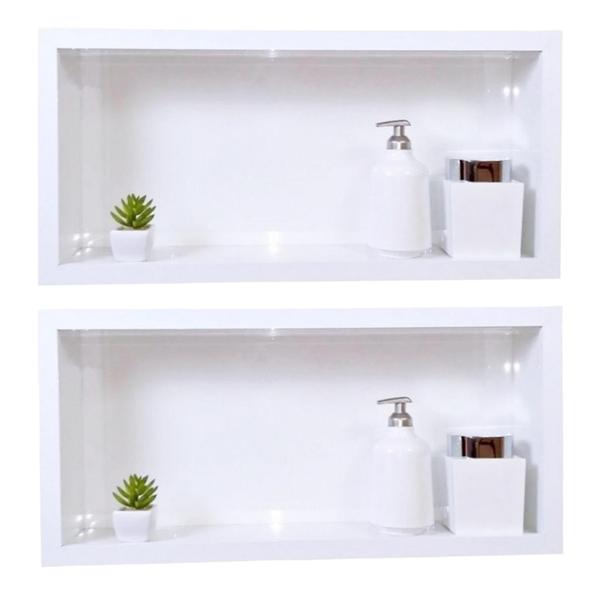 Kit 2 Nichos Para Banheiro Em Porcelanato 60x30x10 cm - PHZ Imagem de Kit 2 Nichos Para Banheiro Em Porcelanato 60x30x10 cm