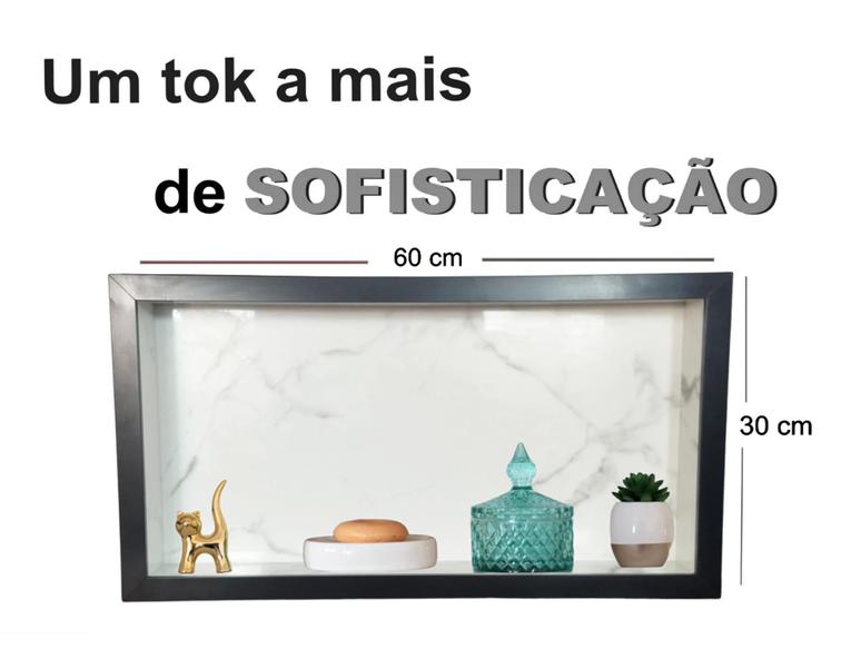 Imagem de Kit 2 Nichos Para Banheiro - Vertical e Horizontal - de Porcelanato Borda de Aluminio