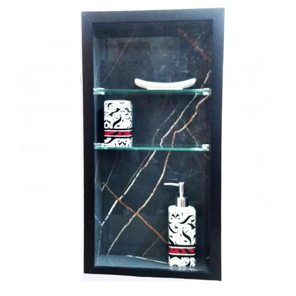 Kit 2 Nichos Para Banheiro - Vertical e Horizontal - de Porcelanato Borda de Aluminio - PHZ Imagem de Kit 2 Nichos Para Banheiro - Vertical e Horizontal - de Porcelanato Borda de Aluminio