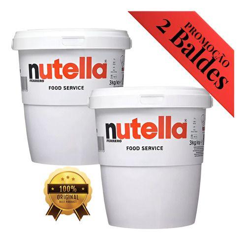 Imagem de Kit 2 Nutella Balde Gigante 3kg Original Ferrero Creme De Avelã