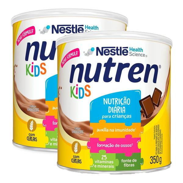 Kit 2 Nutren Kids Chocolate Complemento Alimentar Lata 350g Imagem de Kit 2 Nutren Kids Chocolate Complemento Alimentar Lata 350g