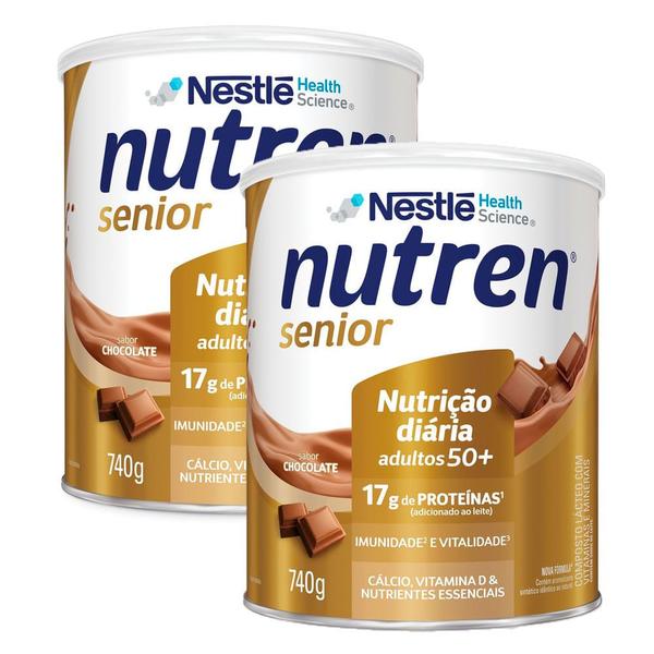 Imagem de Kit 2 Nutren Senior Complemento Alimentar Chocolate 740g