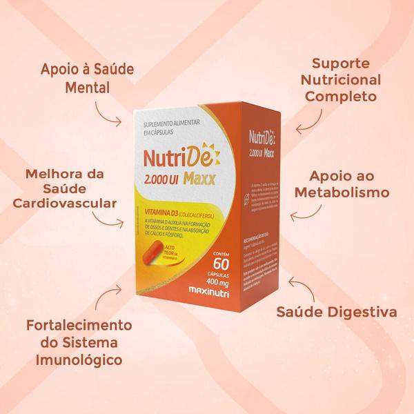 Imagem de Kit 2 NutriDe Vitamina D 2.000 UI 60 Capsulas Maxinutri