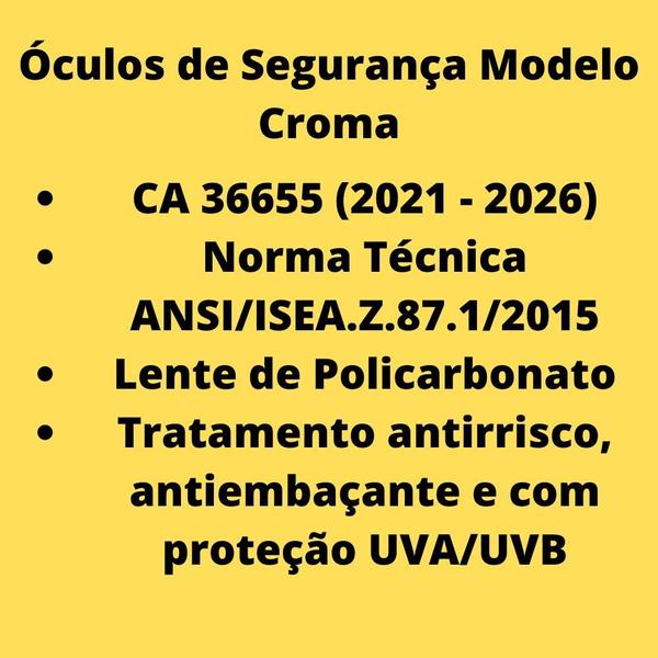 Kit 2 óculos Epi Proteção Segurança Modelo Croma Fumê Ca - Ferreira Mold Imagem de Kit 2 óculos Epi Proteção Segurança Modelo Croma Fumê Ca