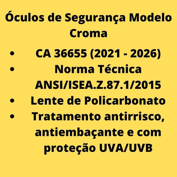 Imagem de Kit 2 óculos Epi Proteção Segurança Modelo Croma Incolor Ca