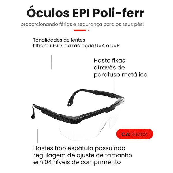 Imagem de Kit 2 Óculos Segurança Proteção EPI Trabalho Incolor  EPI