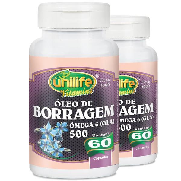 Imagem de Kit 2 Óleo de Borragem 500mg Unilife 60 cápsulas