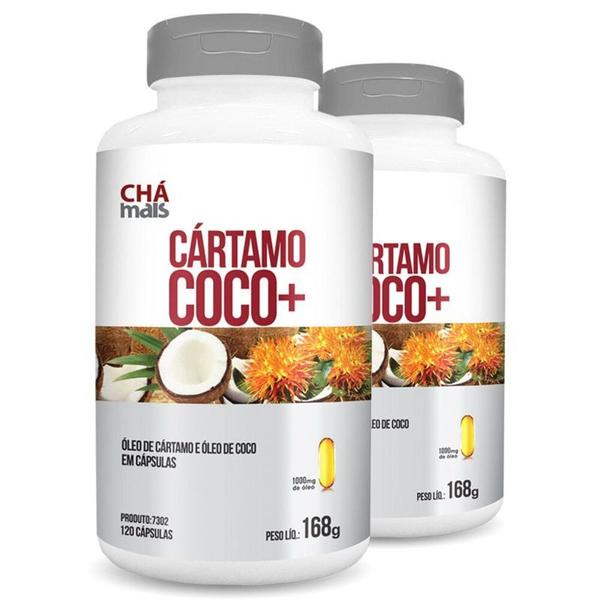 Imagem de Kit 2 Óleo de cartamo + óleo de coco 1000mg Clinicmais 120 cápsulas