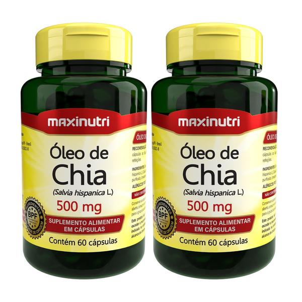Kit 2 Oleo de Chia 500mg 60 Capsulas Maxinutri Imagem de Kit 2 Oleo de Chia 500mg 60 Capsulas Maxinutri