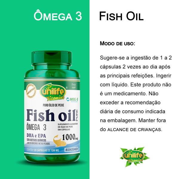 Imagem de Kit 2 Óleo de Peixe Fish Oil Unilife 120 capsulas 1000mg