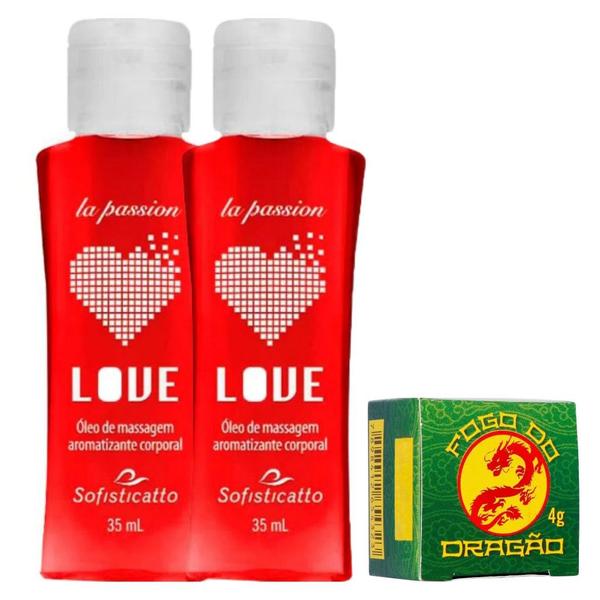 Kit 2 Óleo para Massagem Love Hot Morango + Pomada do Dragão Vibrante - Sofisticatto Imagem de Kit 2 Óleo para Massagem Love Hot Morango + Pomada do Dragão Vibrante