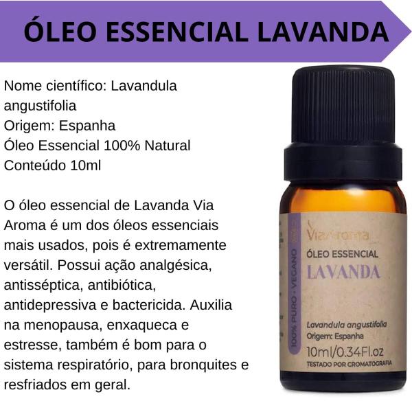 Imagem de Kit 2 Óleos Essenciais Para Aromaterapia Gerânio e Lavanda Via Aroma Puros e Naturais