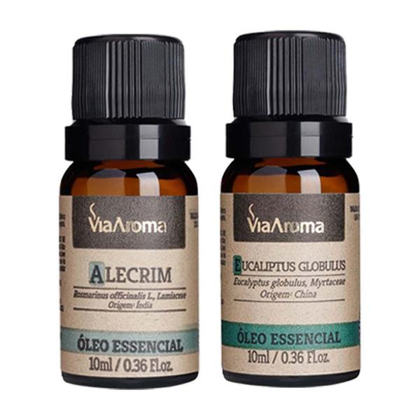 Imagem de Kit 2 Oleos Essenciais Via Aroma Aromaterapia - Alecrim e Eucaliptus