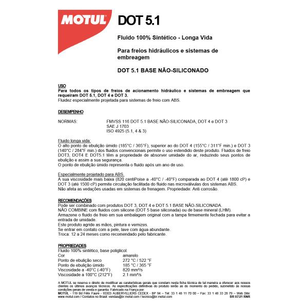 Imagem de Kit 2 Óleos Fluído de Freio e Embreagem Motul Brake Fluid Dot 5.1 Sintético 500ml